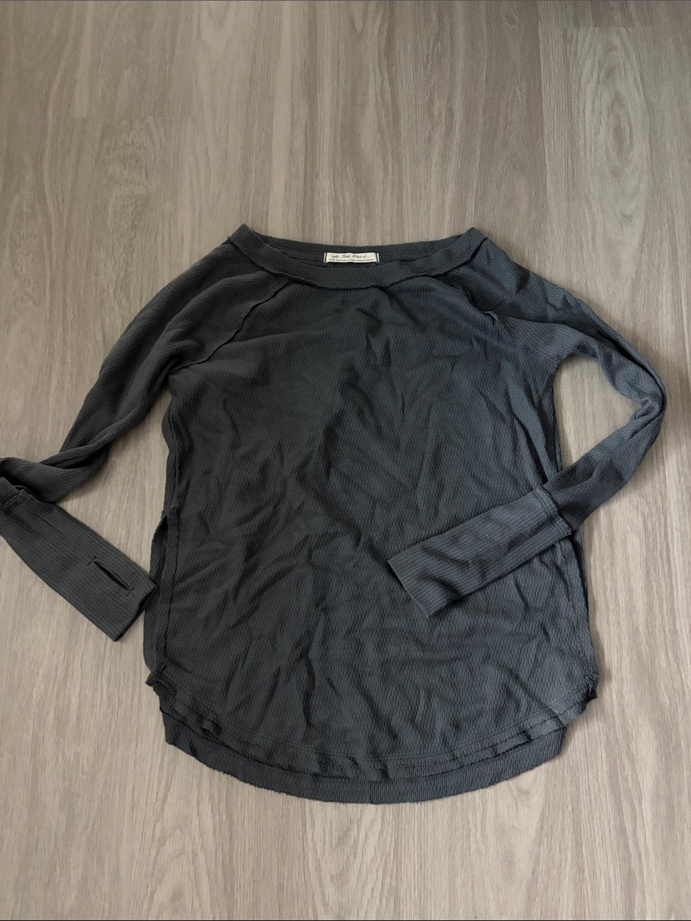 Cozy Black Waffle Knit Long Sleeve Top